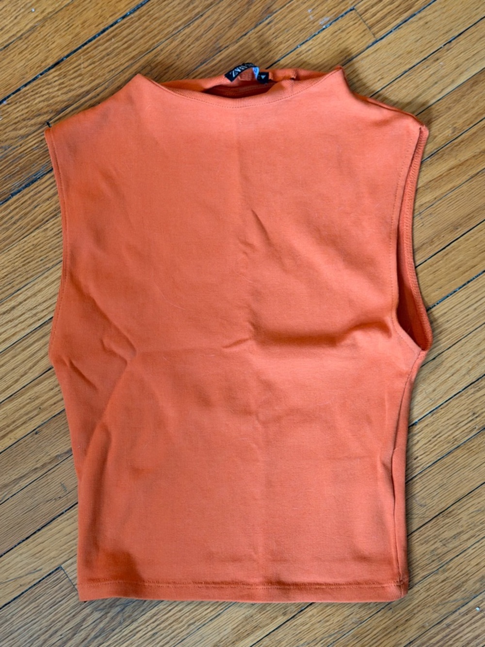 Zara orange high neck cap sleeve tank top